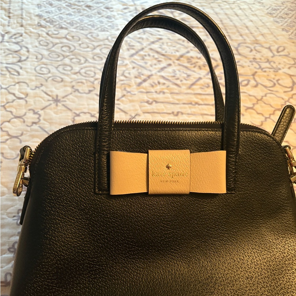 Kate Spade Black Satchel with Cream Bow